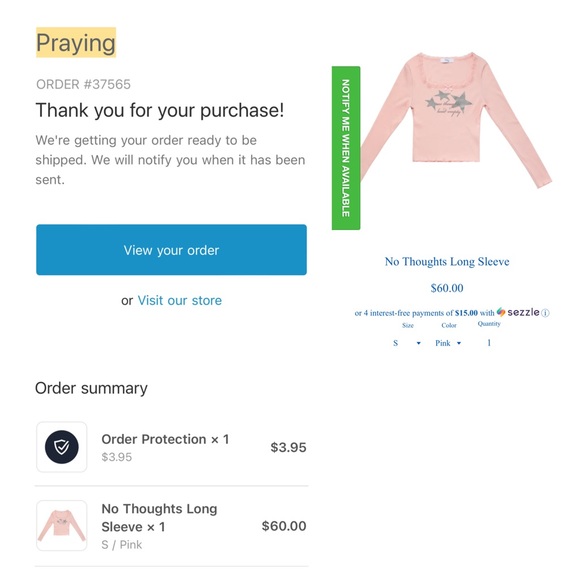prayingg no thoughts .. head empty long sleeve 🎀 - Picture 4 of 4